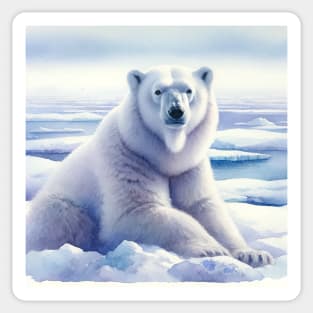 Arctic Solitude: Serene Polar Bear Watercolor Sticker